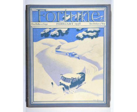 Original vintage magazine Fortune February 1938 Volume XVII Number 2 featuring the cover by Alan Atkins depicting a snow plou