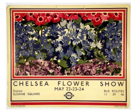 Original vintage London Transport poster advertising Chelsea Flower Show that took place on 22, 23 and 24 May 1935 - Design b
