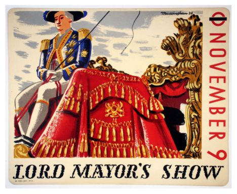 Original vintage London Transport poster for Lord Mayor’s Show held on 9 November 1936. Design by Hal Missingham (1906-1994) 