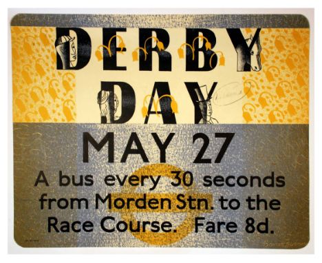 Original vintage London Transport poster for Derby Day that took place on May 27 1936.  Design by Barnett Freedman (1901-1958