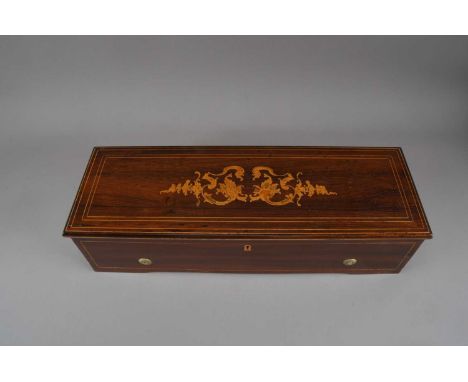 Cylinder musical Box,  a key-wind musical box by Langdorff, No. 6264, playing eight airs by Strauss, Thomas, Bellini and othe
