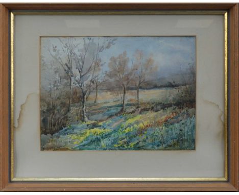 K. Lanyon (British 20th century), landscape in Dorset, framed, glazed and mounted (stained), frame size 39cm x 49.5cm