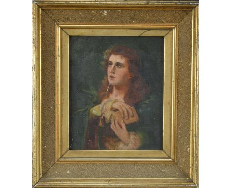 A portrait of a lady, oil on board, in a gilt frame, frame size 26cm x 23cm
