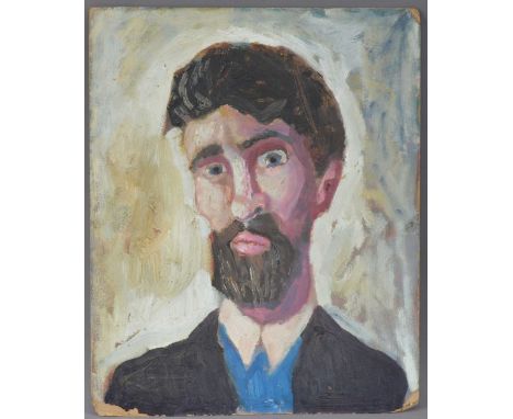 Ludwig Dygat (20th century), portrait of a man, oil on board (damage to the corners, AF), unsigned and unframed, 50.5cm x 41c