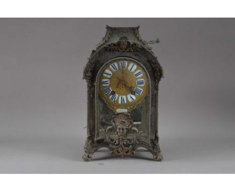 A small damaged Boulle bracket clock, in need of restoration, ceramic Roman Numerals, named CH Jullien A Crepy to the front, 