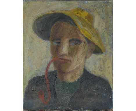 Ludwig Dygat (20th century), portrait of a man, oil on canvas, unsigned and unframed, 51cm x 40.5cmWear and areas of paintlos