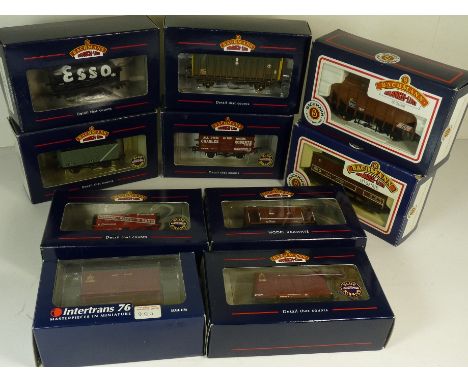 BACHMANN - Branch Line: nine goods wagons, various including 20 ton Brake Wagon; 35 ton Bulk Grain Wagon; and 7 plank wagon R