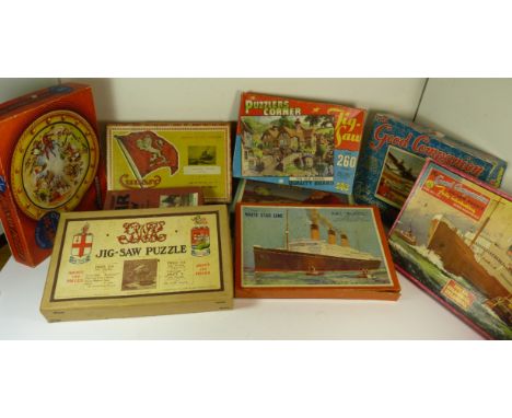 A Chad Valley GWR jigsaw puzzle "Britains Mightiest" in original box; an Intalok puzzle White Star Line RMS Majestic, complet