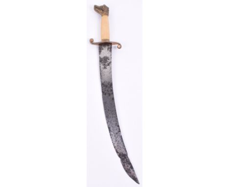 ^Rare Georgian Naval Officers ‘Egyptian Club’ Dirk, broad curved single edge blade with false edge, deeply struck G at the fo