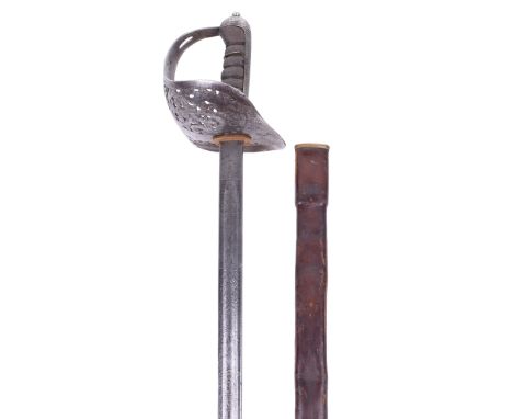 1897 Pattern Edward VII Infantry Officers Dress Sword, with large dish shape guard having King Edward VII cipher, steel pomme