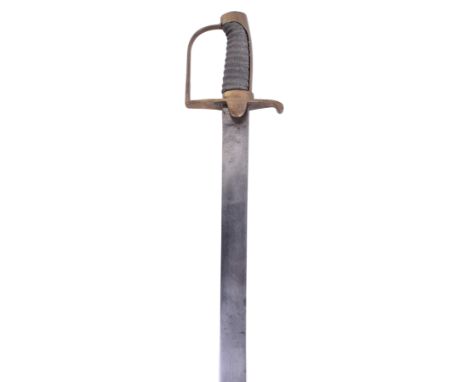 Good Light Cavalry Trooper’s Sword, c.1780, plain unfullered single edge blade with clipped point, struck with government ins