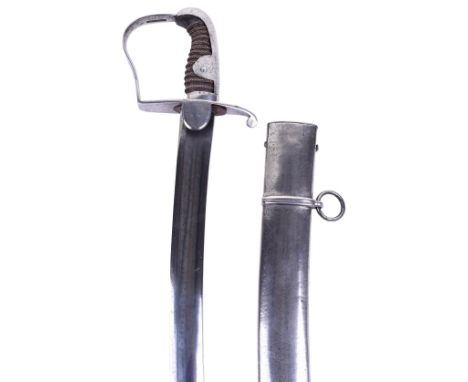 1796 Pattern Cavalry Trooper’s Sword, broad curved single edge regulation blade with government inspector’s mark and maker GI