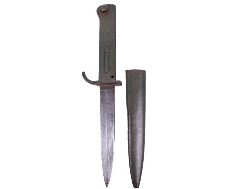 Scarce Imperial German Ersatz Bayonet Style Trench Fighting Knife, steel straight grip with slot for fixing to the Mauser rif