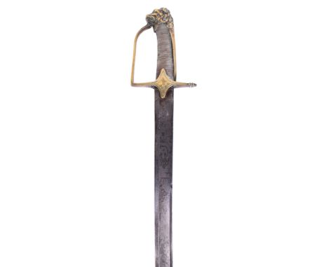 Scarce French Light Cavalry Officer’s Sword, probably Chasseurs c.1789-1794, broad slightly curved single edge blade cut with