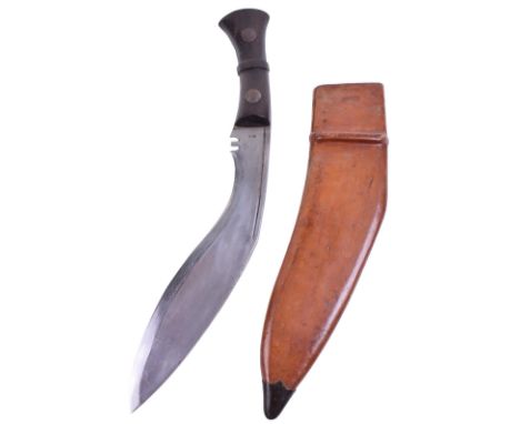 WW2 British Military Issue Gurkha Kukri, two piece wooden grips secured by two steel studs and steel top cap. Steel Kukri sty