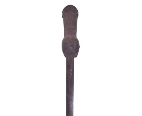 Indian Gauntlet Sword Pata, 17th or 18th Century, broad double edge firangi blade cut with a short narrow fuller, iron gauntl