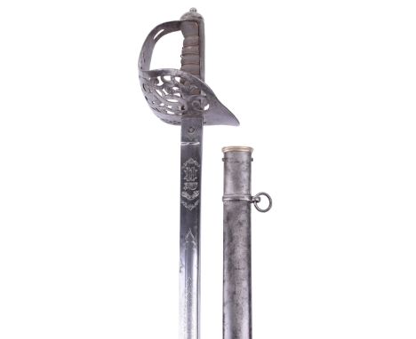 Good 1895 Pattern Infantry Officer’s Sword by Wilkinson, No.24046, etched with crowned VR, foliage and owners initials HJMK, 