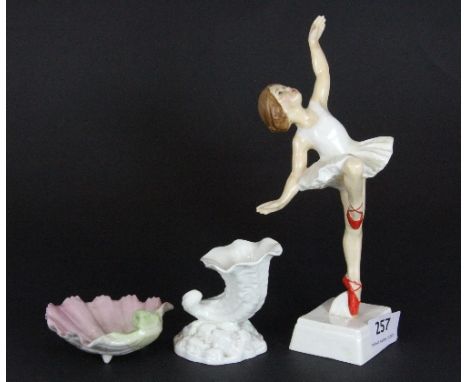 A Royal Worcester figure of "Red Shoes" (repaired) and 2 other Royal Worcester items