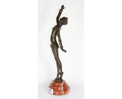 An Art Deco style bronze lady figure, H 39cm