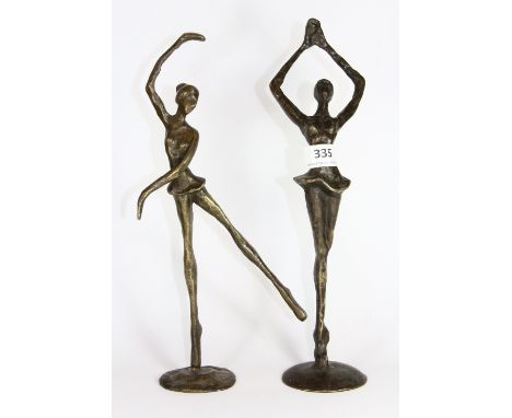 A pair of interesting bronze figures of ballerinas, H 36cm