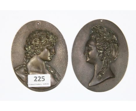 2 x 19th century bronze plaques, H 12cm