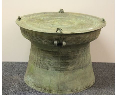 A superb South Asian bronze rain drum, Dia 66cm H 46cm. Est. £400 - 500