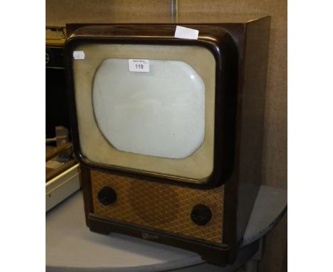 A vintage 1950's Marconiphone Television in a walnut case with Bakelite fittings