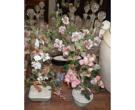 A collection of glass 'Jade' trees
