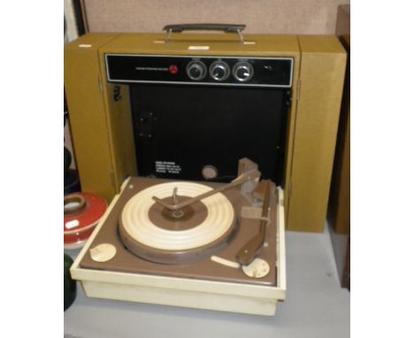 A vintage portable 'Symphonic Stereophonic Solid State' Fold Open Record Player in portable case