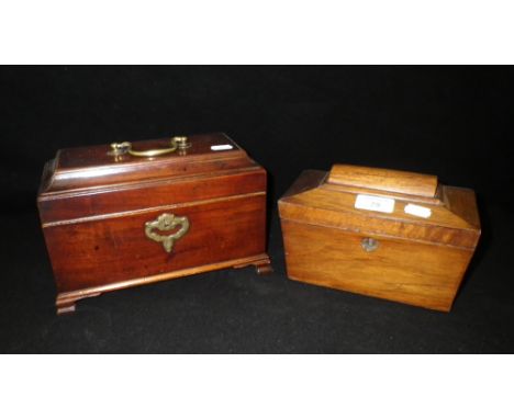 A George III mahogany tea caddy and a 19th century rosewood tea caddy 