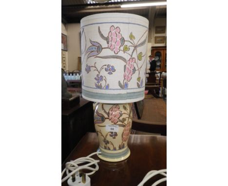 A Honiton Pottery hand painted table lamp with matching shade