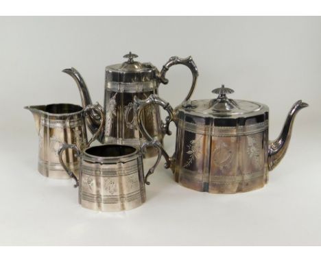 TEA SERVICE. An EPBM four piece tea service by James Dixon &amp; Sons, Sheffield.