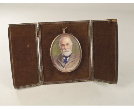 PORTRAIT MINIATURE.An early 20th miniature portrait miniature of a bearded gentleman on hand painted ivory, apparently unsign