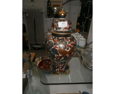oriental hand painted pot/lamp base