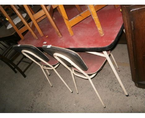 retro formica topped table and 2 chairs