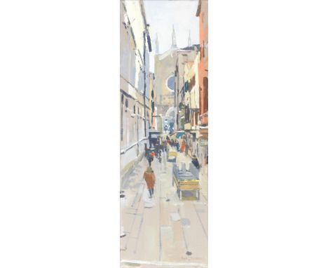 Ken Howard R.A. (British, born 1932)Calle Larga, Morning Light Effect signed 'Ken Howard.' (lower right); titled 'CALLE LARGA