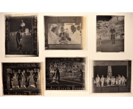 CRICKET, collection of original 5"x4" glass plate negatives, inc.  HRH The Duke of Edinburgh walking out to bat (possibly at 