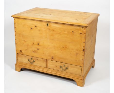 A VICTORIAN PINE MULE CHEST with lifting lid and two drawers standing on bracket feet, 102cm wide x 63.5cm deep x 82cm high C