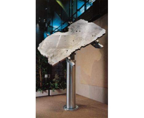 MARK FIRTH (b.1952) 'Relic', aluminium and stainless steel, approximately 214cm wide x 335cm high Mark Firth was commissioned