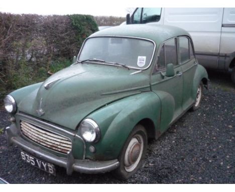 CLASSIC CAR FOR RESTORATION, MORRIS MINOR, ONE OWNER FROM NEW, ORIGINAL REGISTRATION PLATE (TRANSFERRABLE) 835 VYB, LAST DRIV