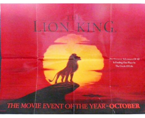 DISNEY MOVIE QUAD POSTERS; THE LION KING, FIRST AND SECOND VERSIONS OF THE POSTER