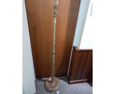 TURNED WOODEN STANDARD LAMP  (please check important sale information regarding sale room clearance)