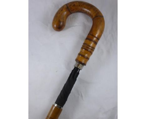 BAMBOO WALKING STICK WITH CONCEALED UMBRELLA
