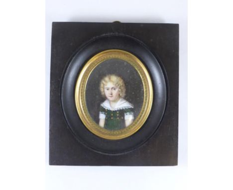 OVAL PORTRAIT MINIATURE IN RECTANGULAR FRAME