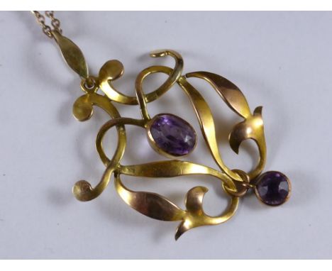 EDWARDIAN 9CT GOLD AND AMETHYST NECKLACE