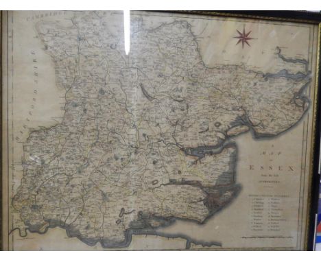 FRAMED MAP 'J CARY' ESSEX OLD MAP OF BICESTER ' R DAVIS LOWKNOR AUG 1 1797'