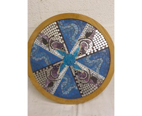CIRCULAR MOSAIC PANEL, BELIEVED DANISH DESIGN, APPROX. 50 cm DIA.