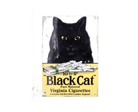 A Black Cat Virginia Cigarettes enamel advertising sign, Carreras Ltd London England, 32 x 22cms wide.