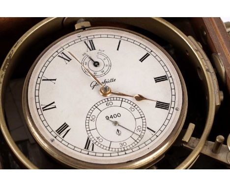 A mid-20th Century marine chronometer, by Glashutter Uhrenbetriebe, No. 9400, the silvered roman dial with subsidiary seconds