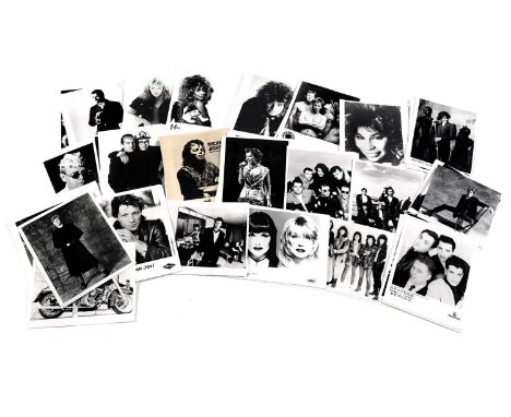 Record label promotional black and white photographs of bands and musicians, from Virgin, Epic, Parlophone, Capitol, EMI and 